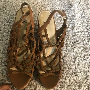Tan wedge sandal by IMPO